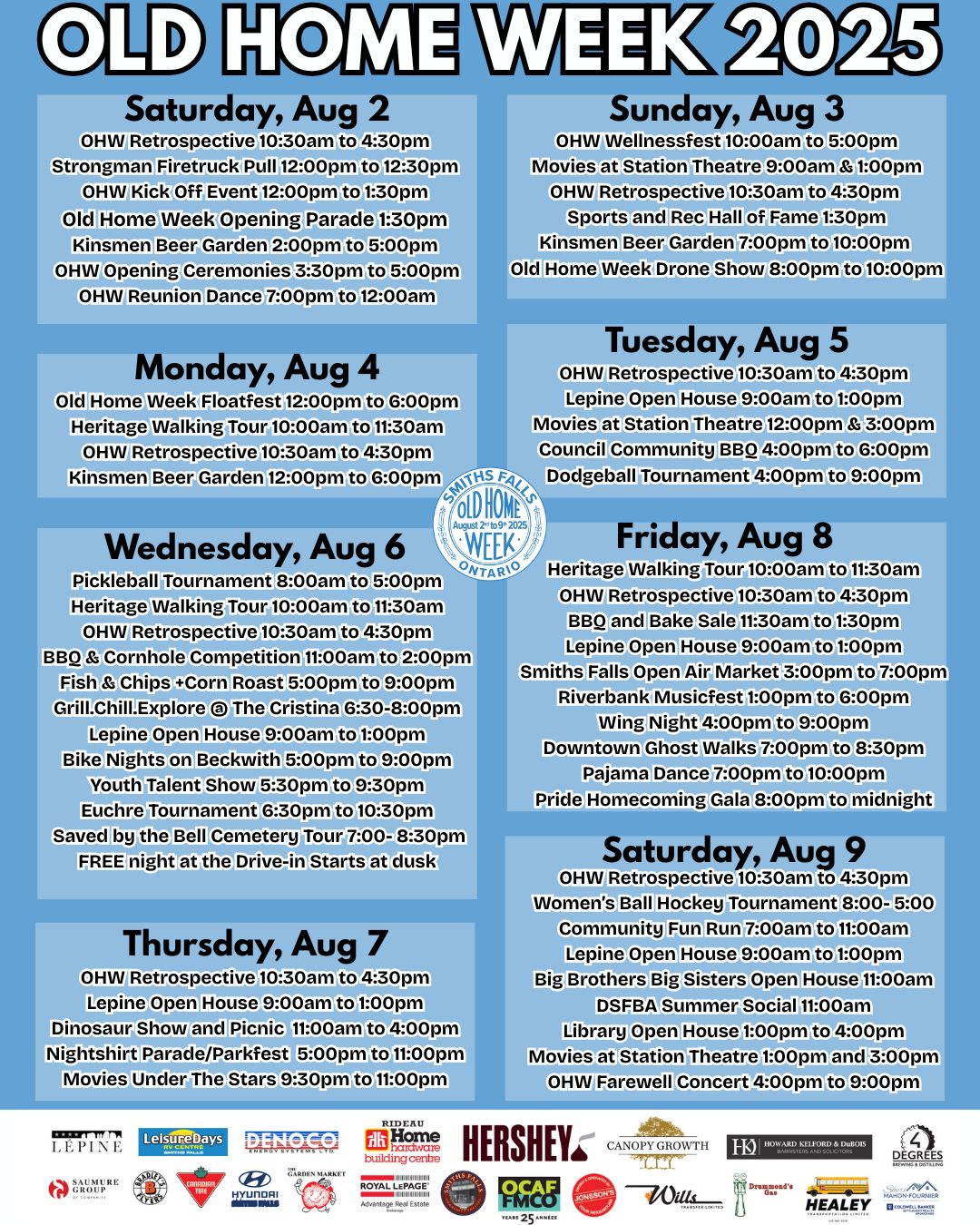 Old Home Week 2025 - Events Calendar