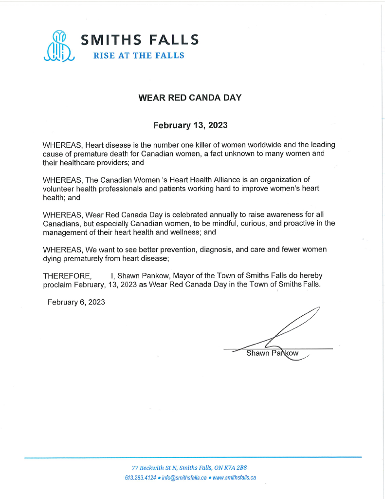 Mayor's declaration of Wear Red Canada Day