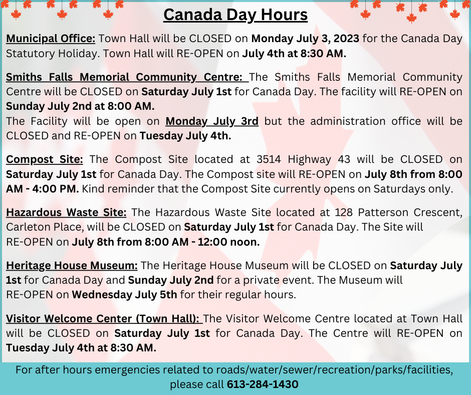 image with Canada Day hours information