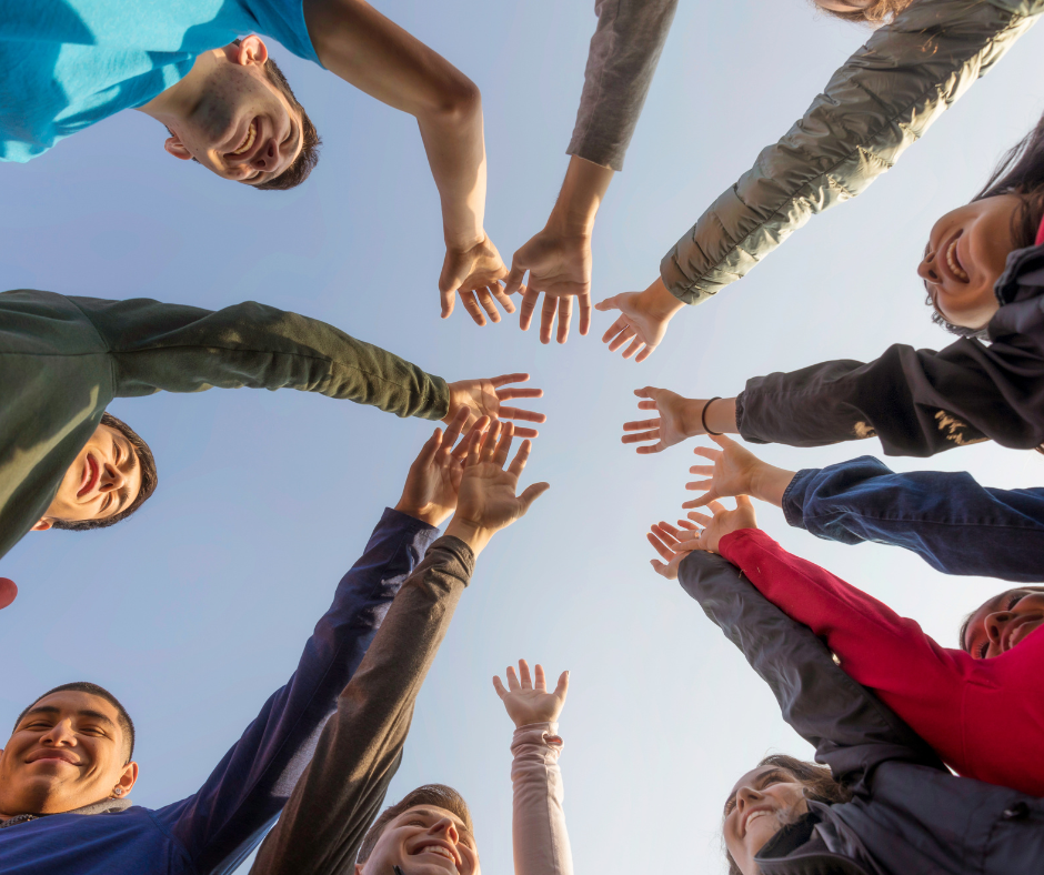 Several people's hands together