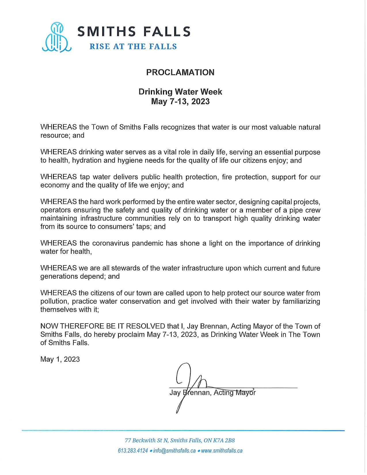 Drinking Water Week proclamation