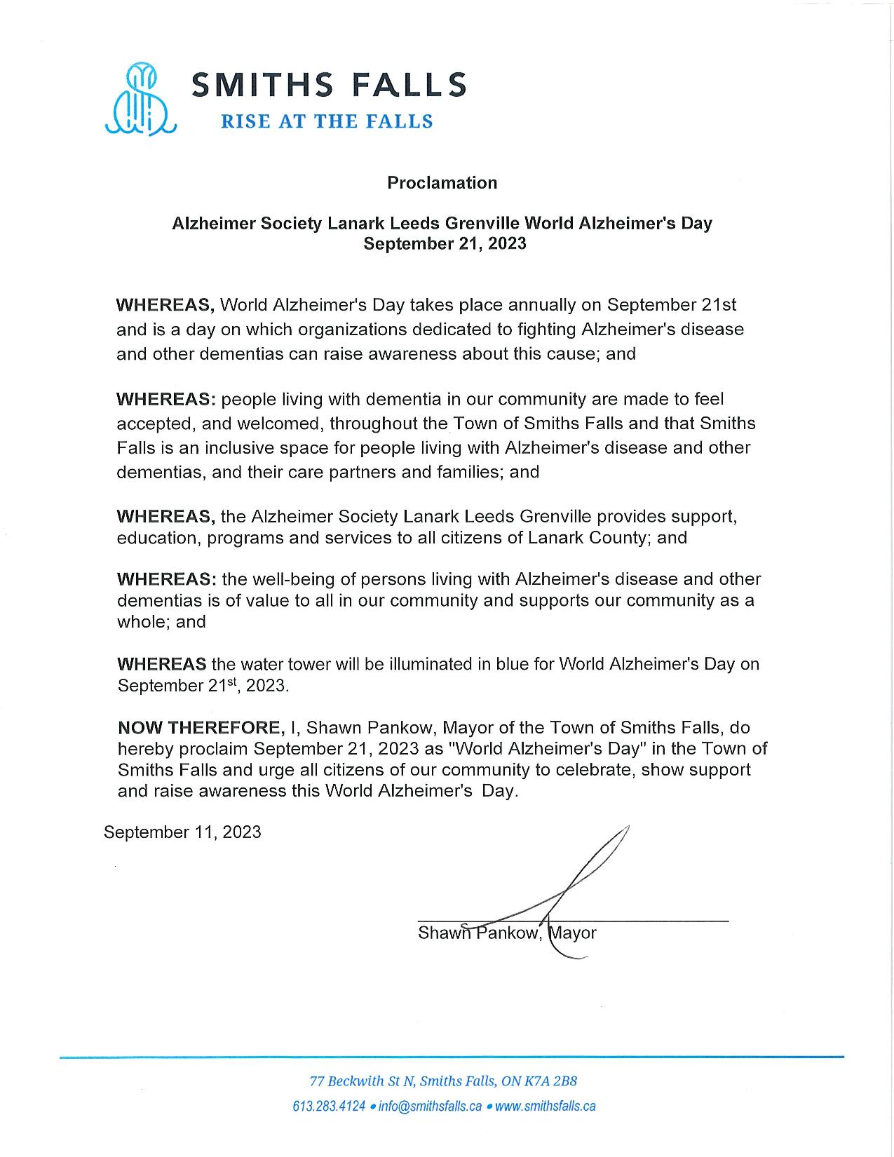 World Alzheimer's Day Proclamation