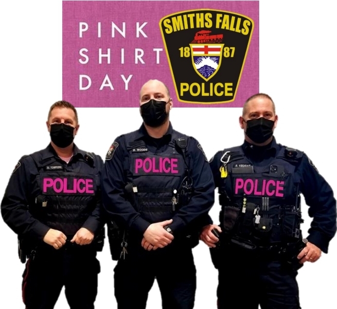 Police wearing pink on Pink Shirt Day