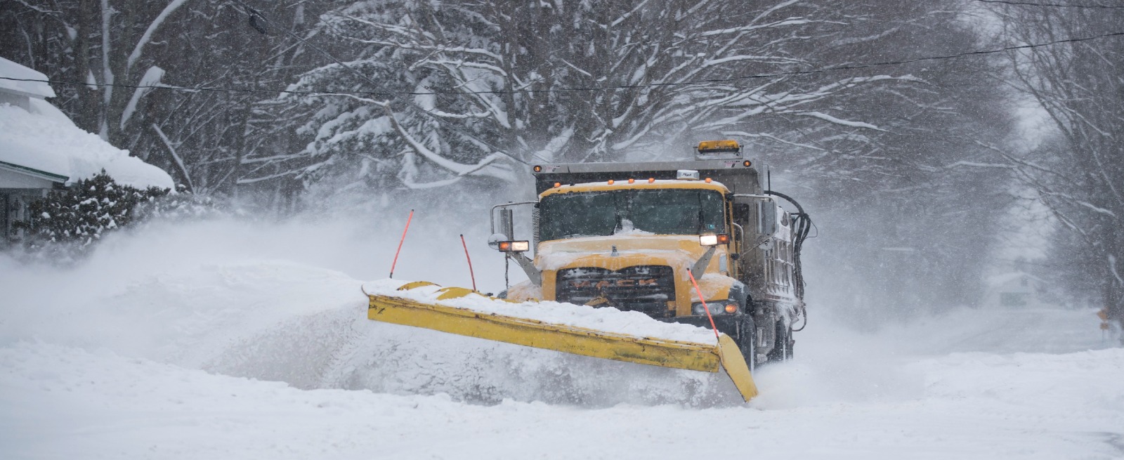 Snow plough in major snow storm