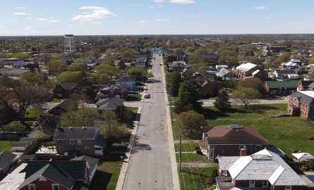 Long street with houses on both sides