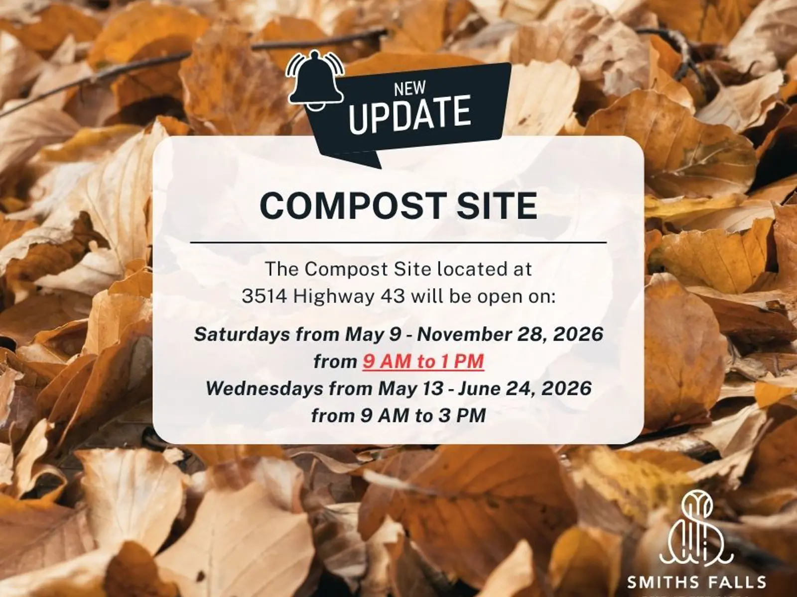 Compost Site Update – New Saturday Hours | Town of Smiths Falls
